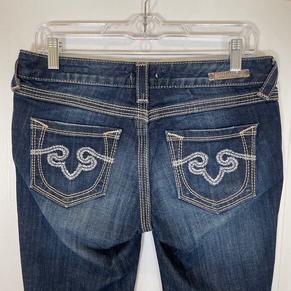 ReRock for Express Y2K Barely Boot Jeans Embroidered Pockets Low Rise 6 - Picture 8 of 8